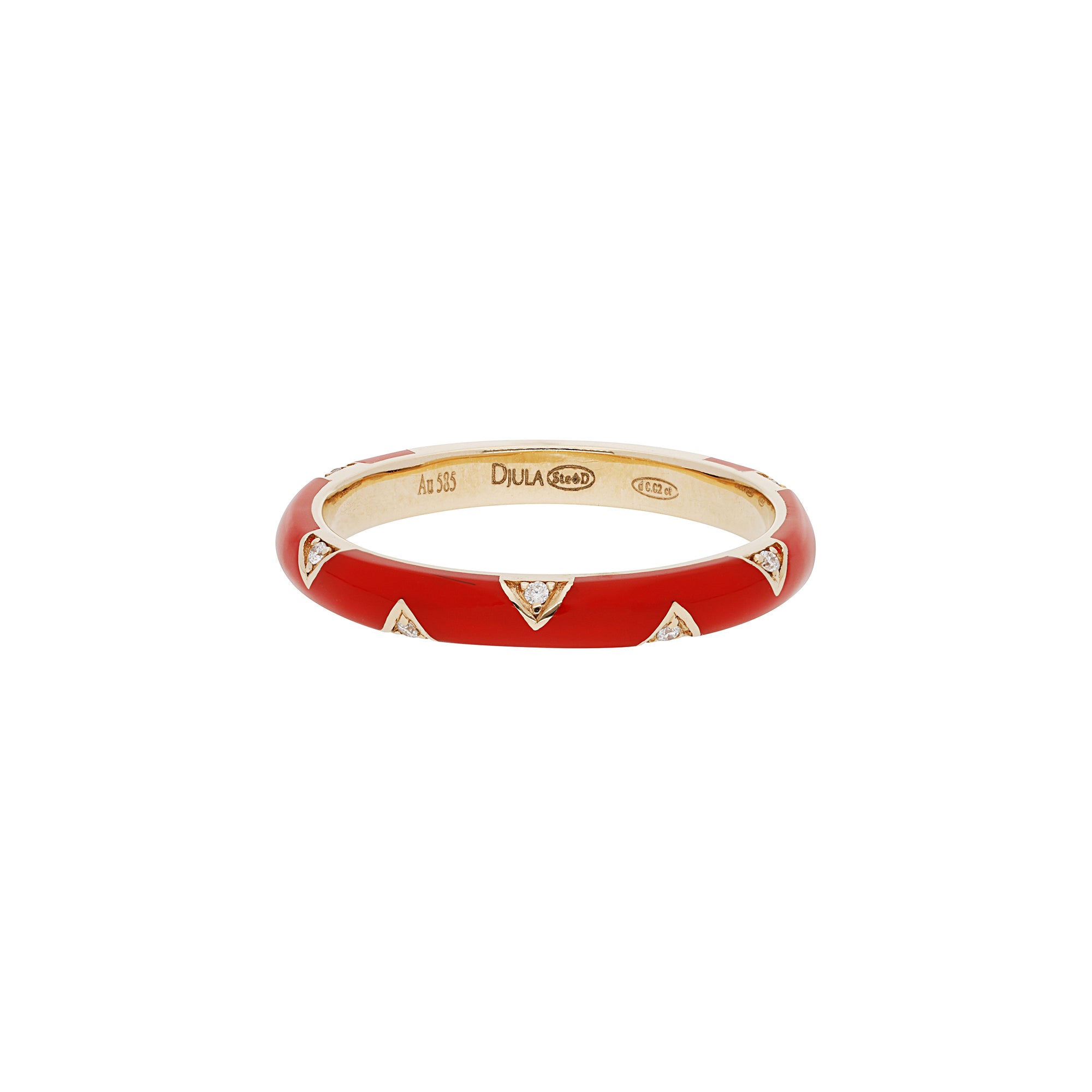 Rouge / Bague 7 motifs en Or rose 14K sertie de diamants - Rouge