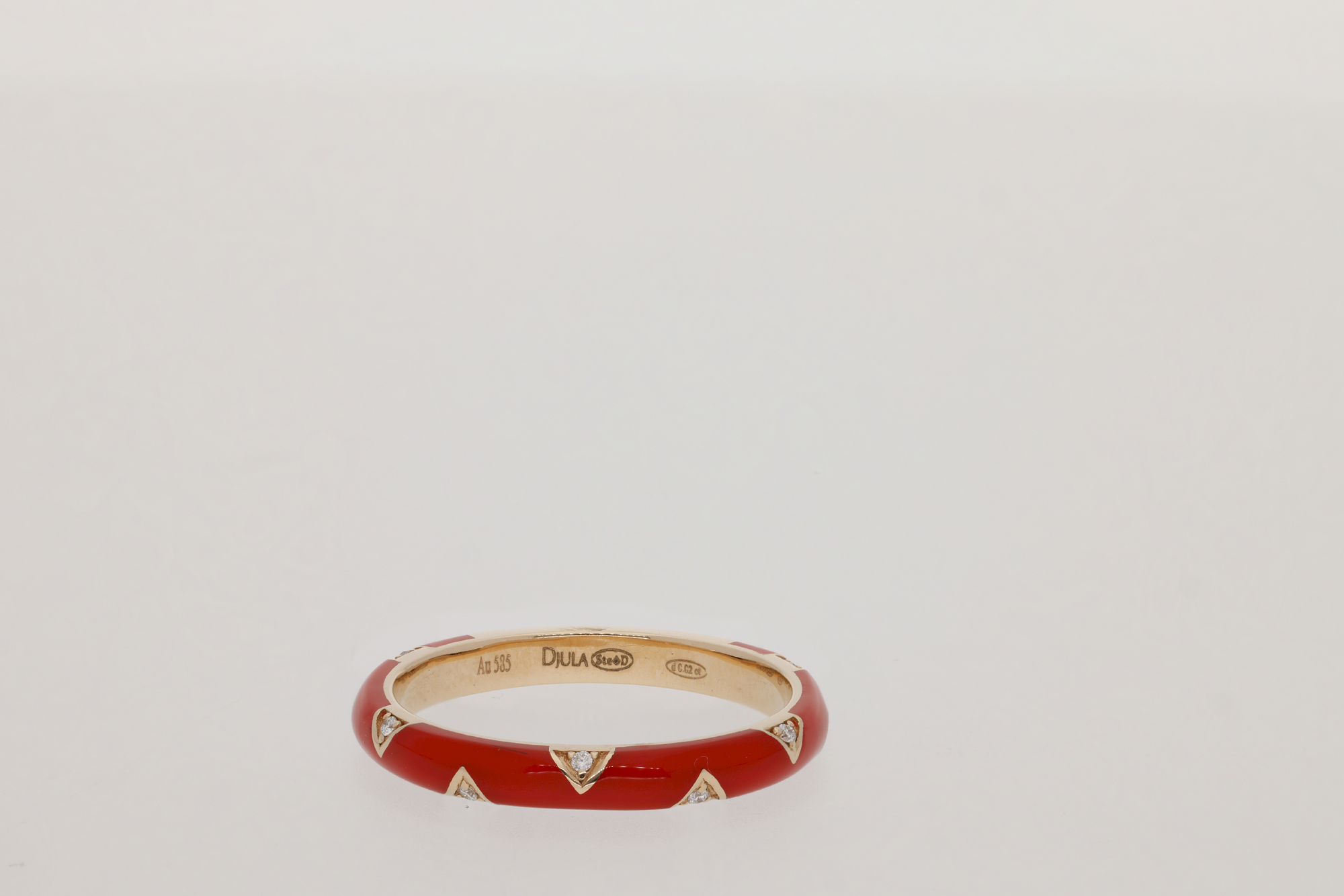 Rouge / Bague 7 motifs en Or rose 14K sertie de diamants - Rouge