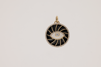 Blanc / Pendentif Rond Œil en Or jaune 14K serti de diamants - Blanc