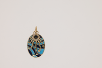 Saphir / Pendentif Oval Œil Étoile en Or jaune 14K serti de diamants - Saphir