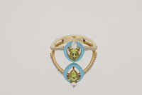 Bleu / Bague en Or jaune 14K & Péridots sertie de diamants - Bleu