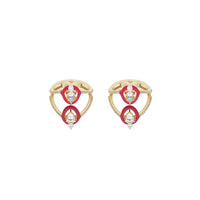 Rouge / Bague en Or jaune 14K & Aquamarines sertie de diamants - Rouge
