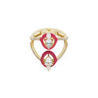 Ring in 14K Yellow Gold & Aquamarines set with Diamonds - Red
