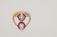 Rouge / Bague en Or jaune 14K & Aquamarines sertie de diamants - Rouge