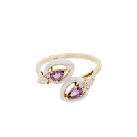 Violet / Bague en Or jaune 14K & Améthystes sertie de diamants - Violet