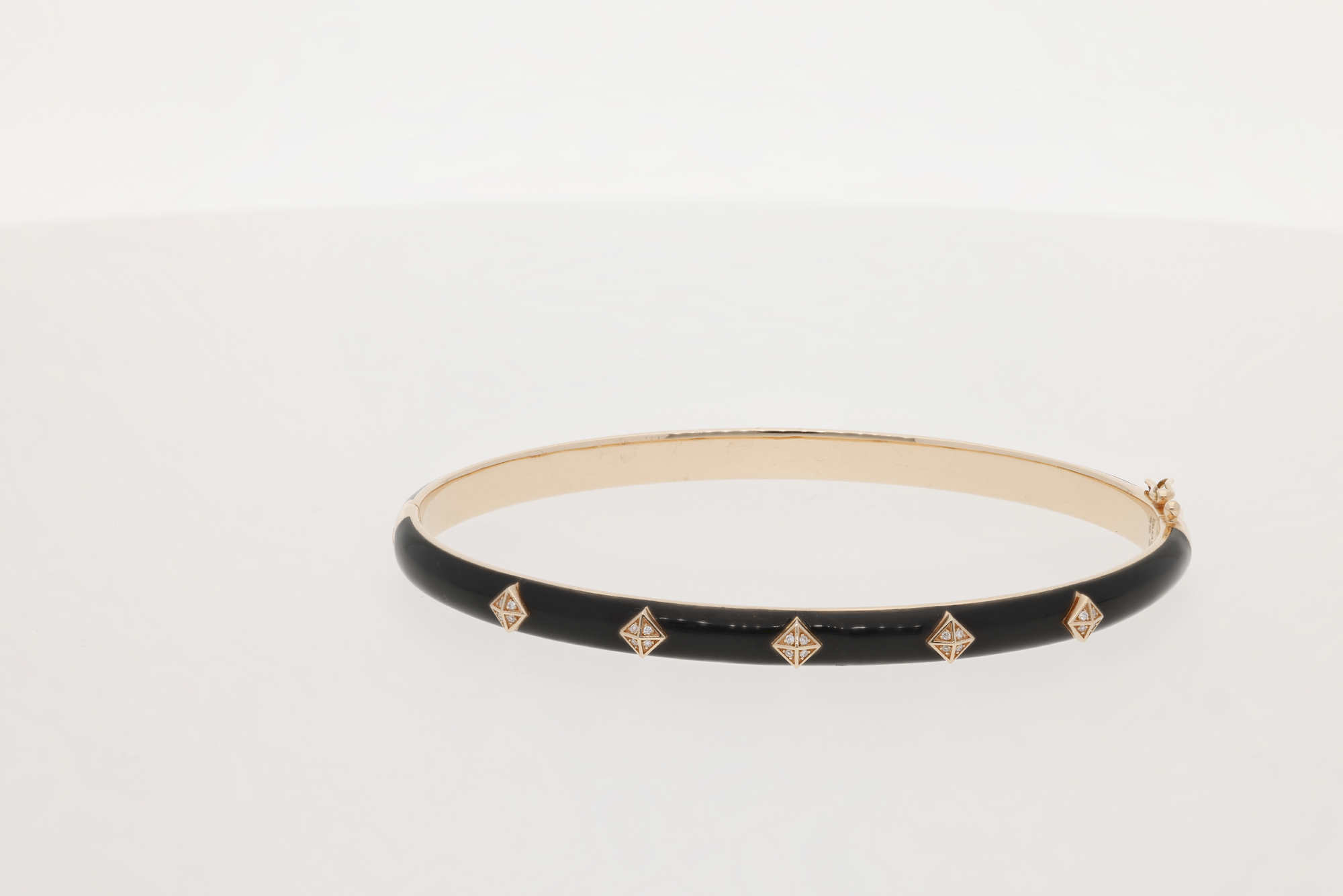 Noir / Jonc 5 motifs en Or rose 14K serti de diamants - Noir