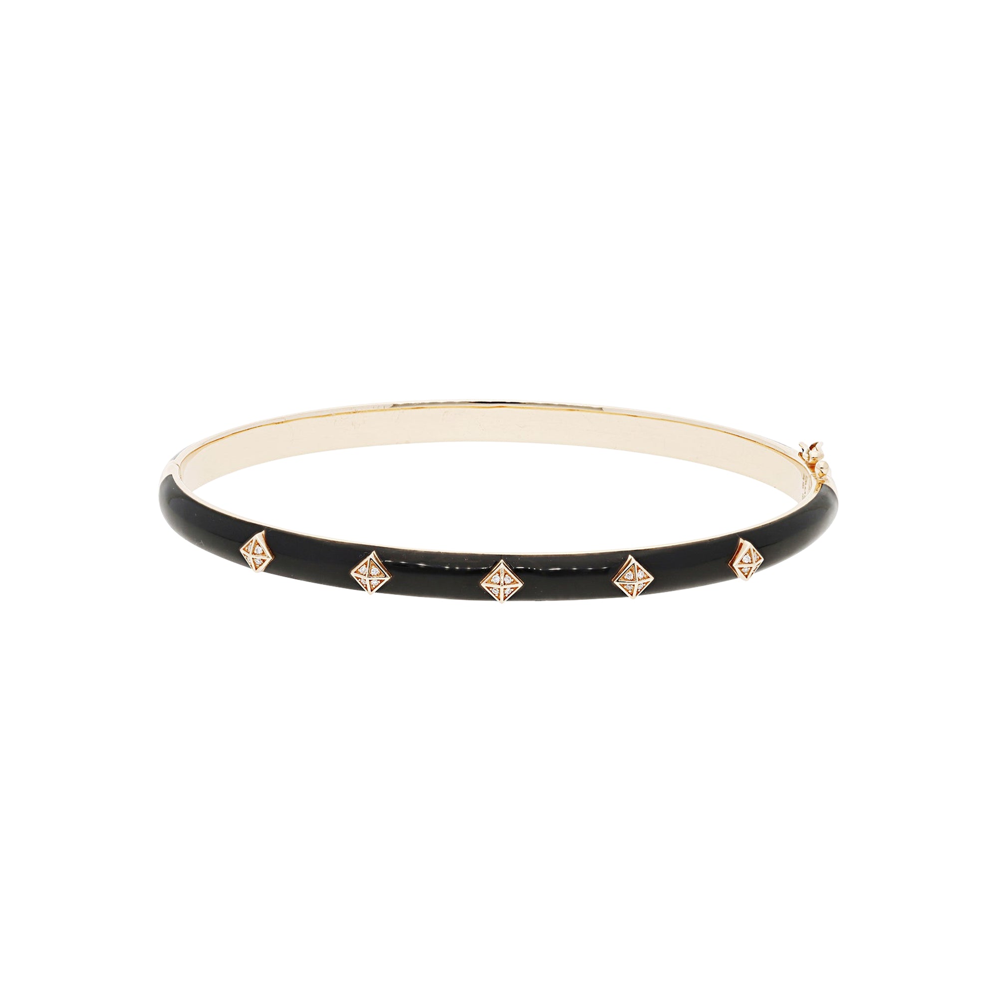 14K pink gold diamond-set diamond band with 5 motifs - Black