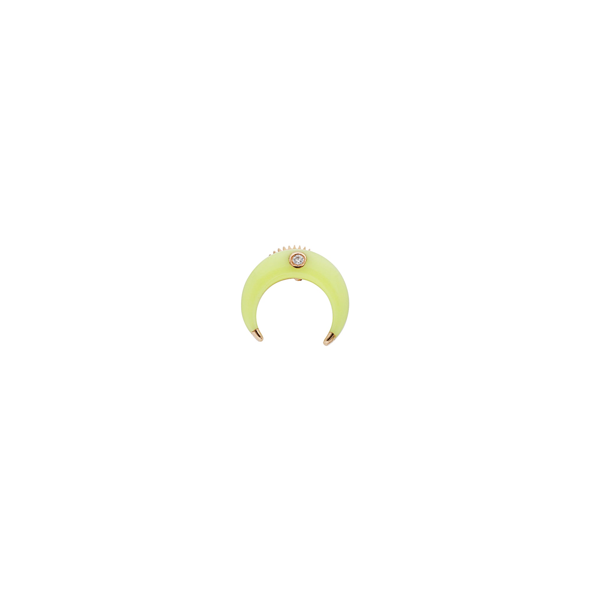 Mono horn clasp in 14K pink gold set with diamonds - Yellow