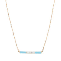 14K pink gold necklace set with diamonds - Blue