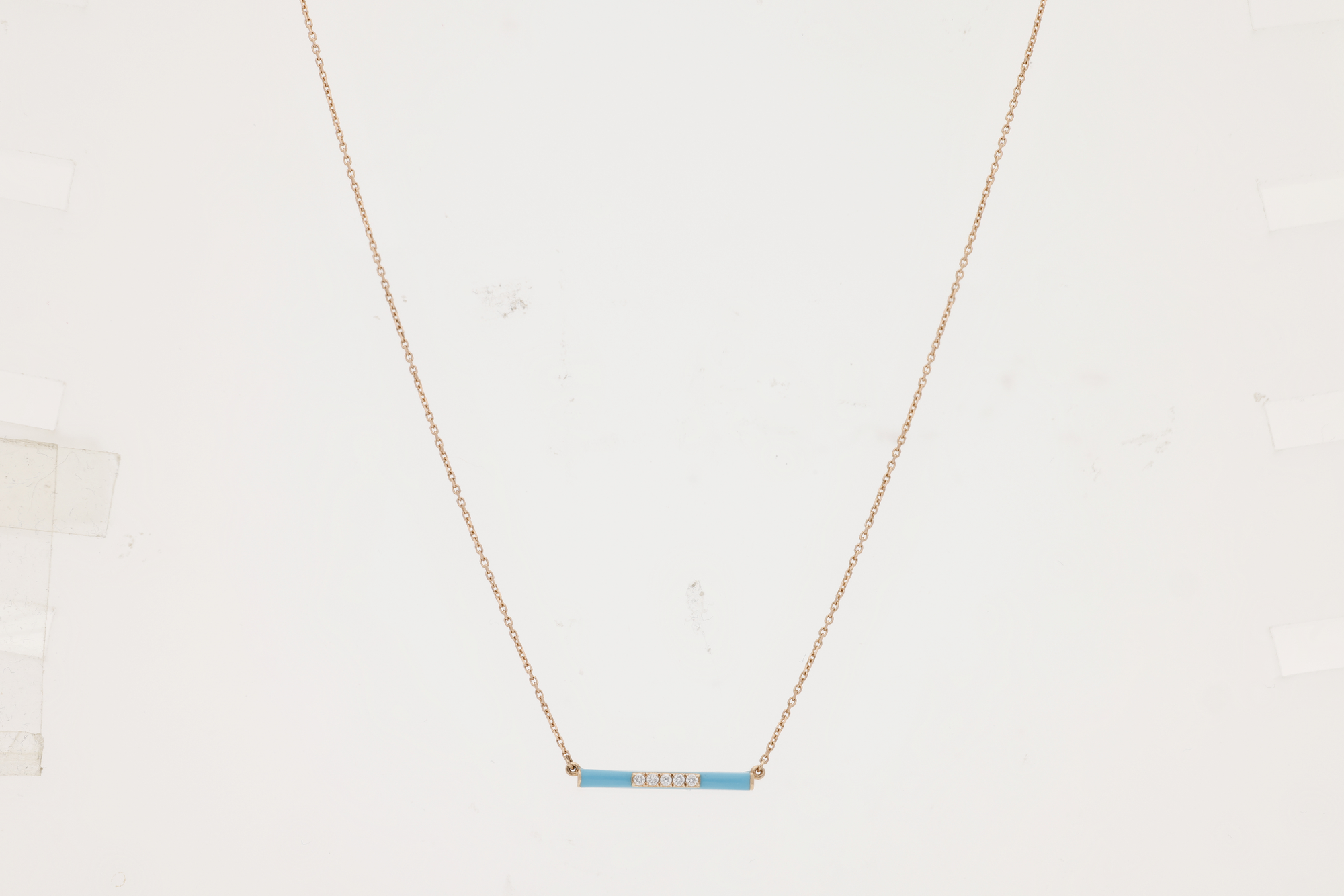 Bleu / Collier Marbella en Or rose 14K serti de diamants - Bleu