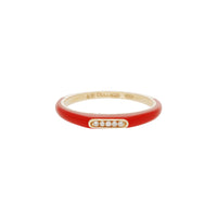 Rouge / Bague Jonc en Or rose 14K sertie de diamants - Rouge