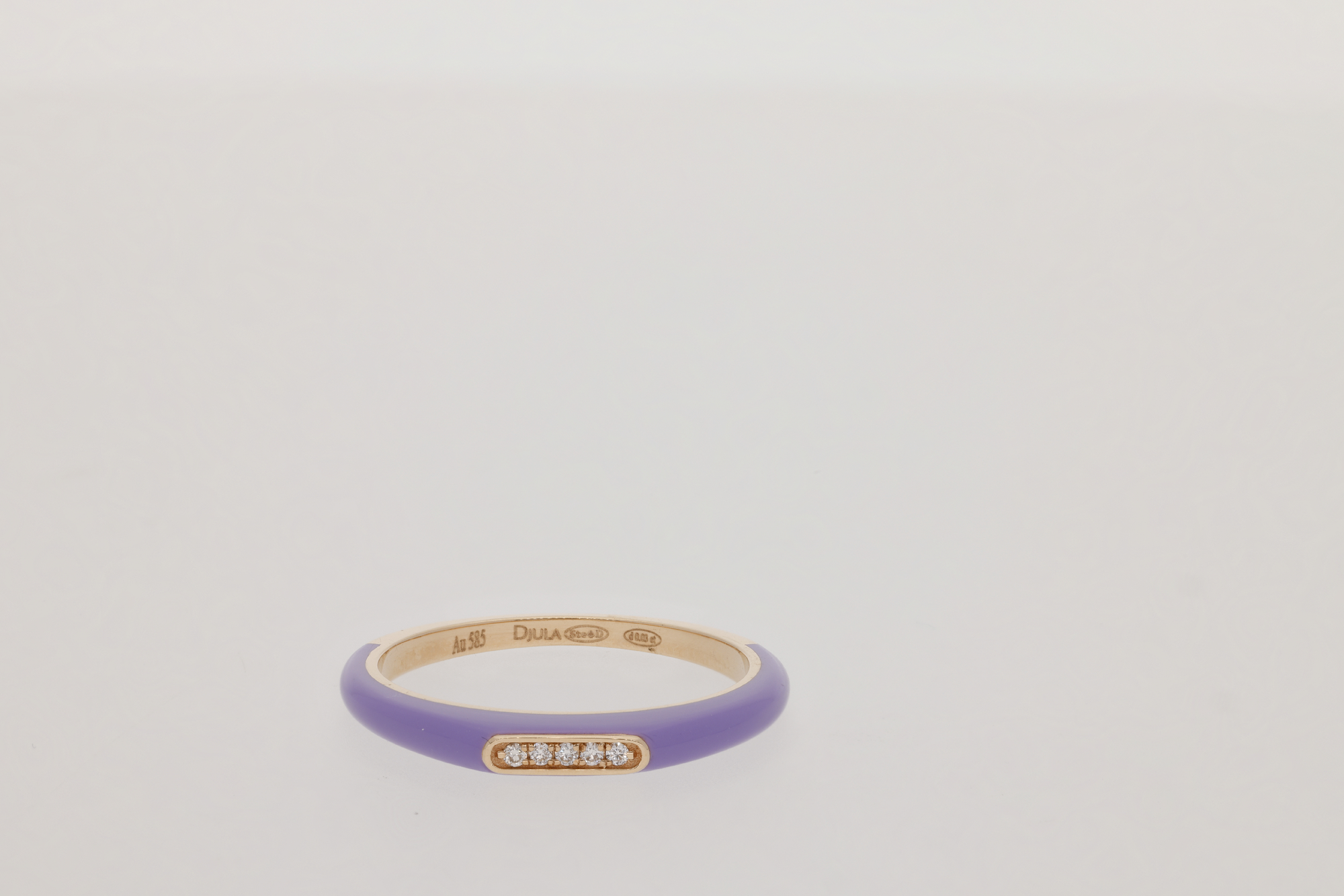 Lilas / Bague Jonc en Or rose 14K sertie de diamants - Lilas