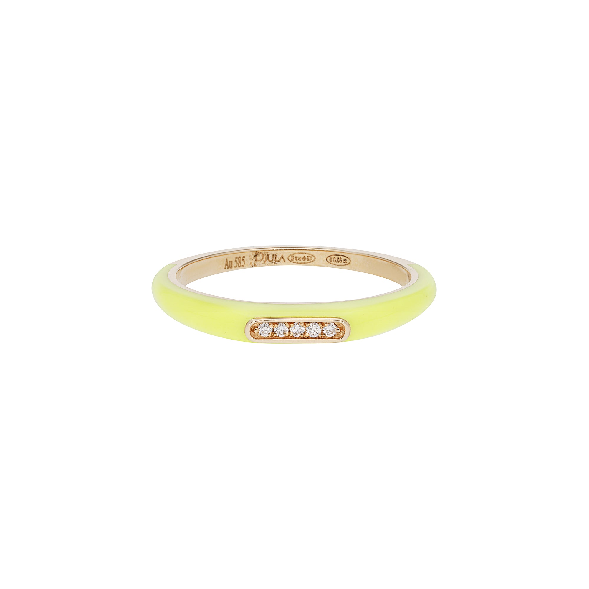 Jaune / Bague Jonc en Or rose 14K sertie de diamants - Jaune