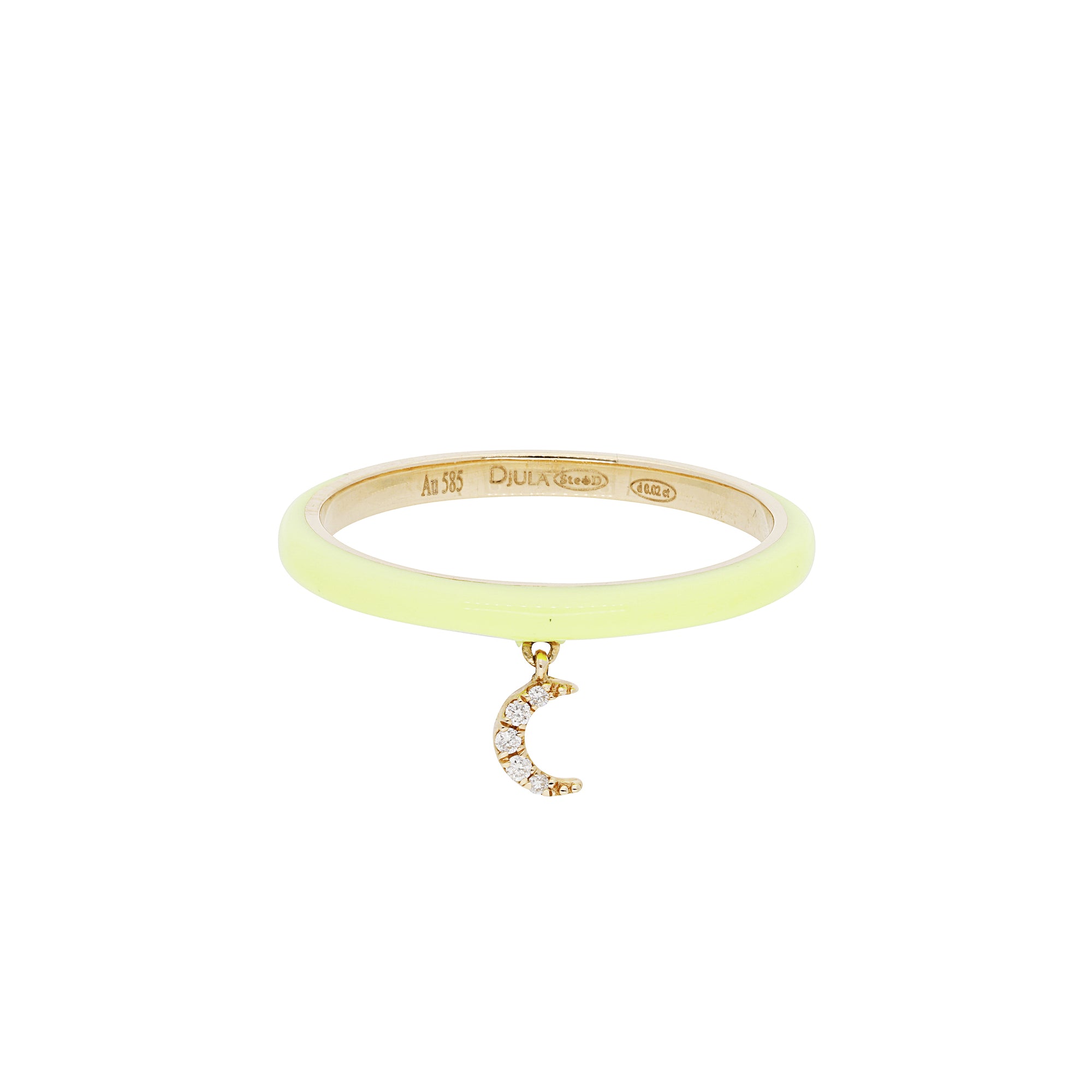 Jaune / Bague Lune en Or rose 14K sertie de diamants - Jaune