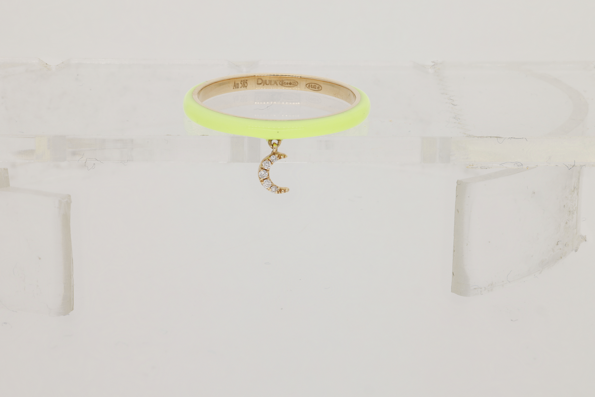 Jaune / Bague Lune en Or rose 14K sertie de diamants - Jaune