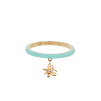 14K Pink Gold Diamond-Set Butterfly Ring - Green