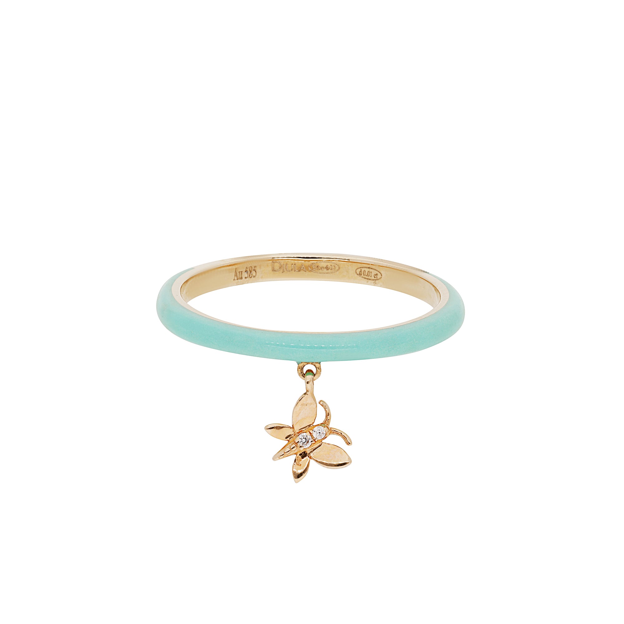 14K Pink Gold Diamond-Set Butterfly Ring - Green