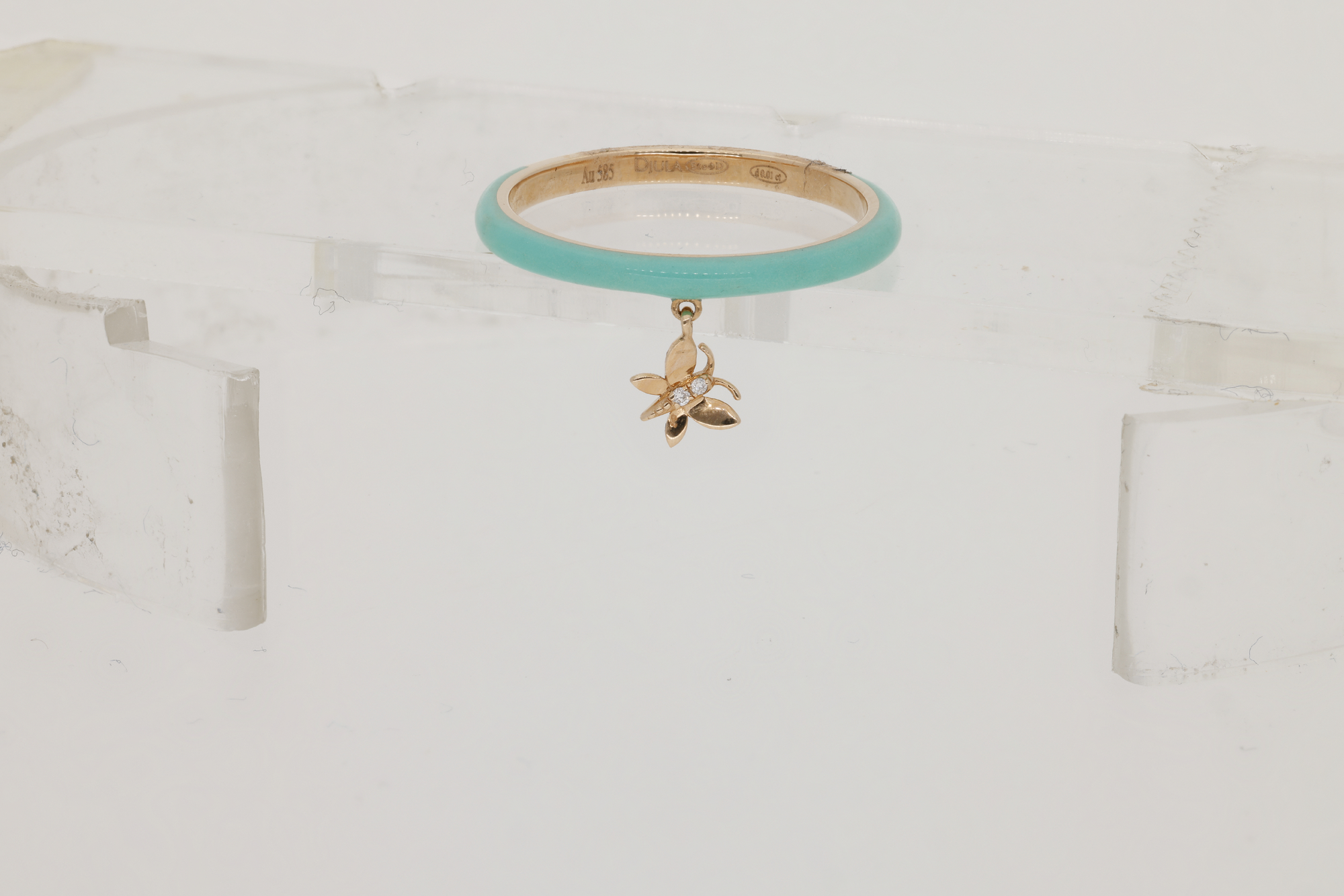 Vert / Bague Papillon en Or rose 14K sertie de diamant - Vert