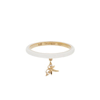 Blanche / Bague Libéllule en Or rose 14K sertie de diamant - Blanche