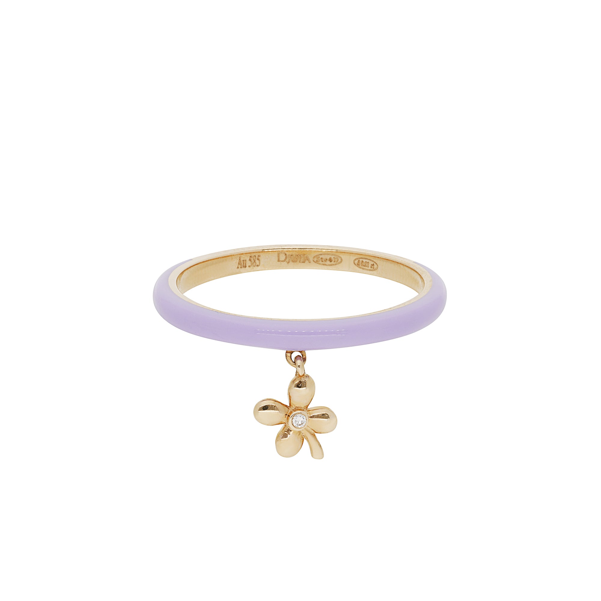 Lilas / Bague Trèfle en Or rose 14K sertie de diamant - Lilas