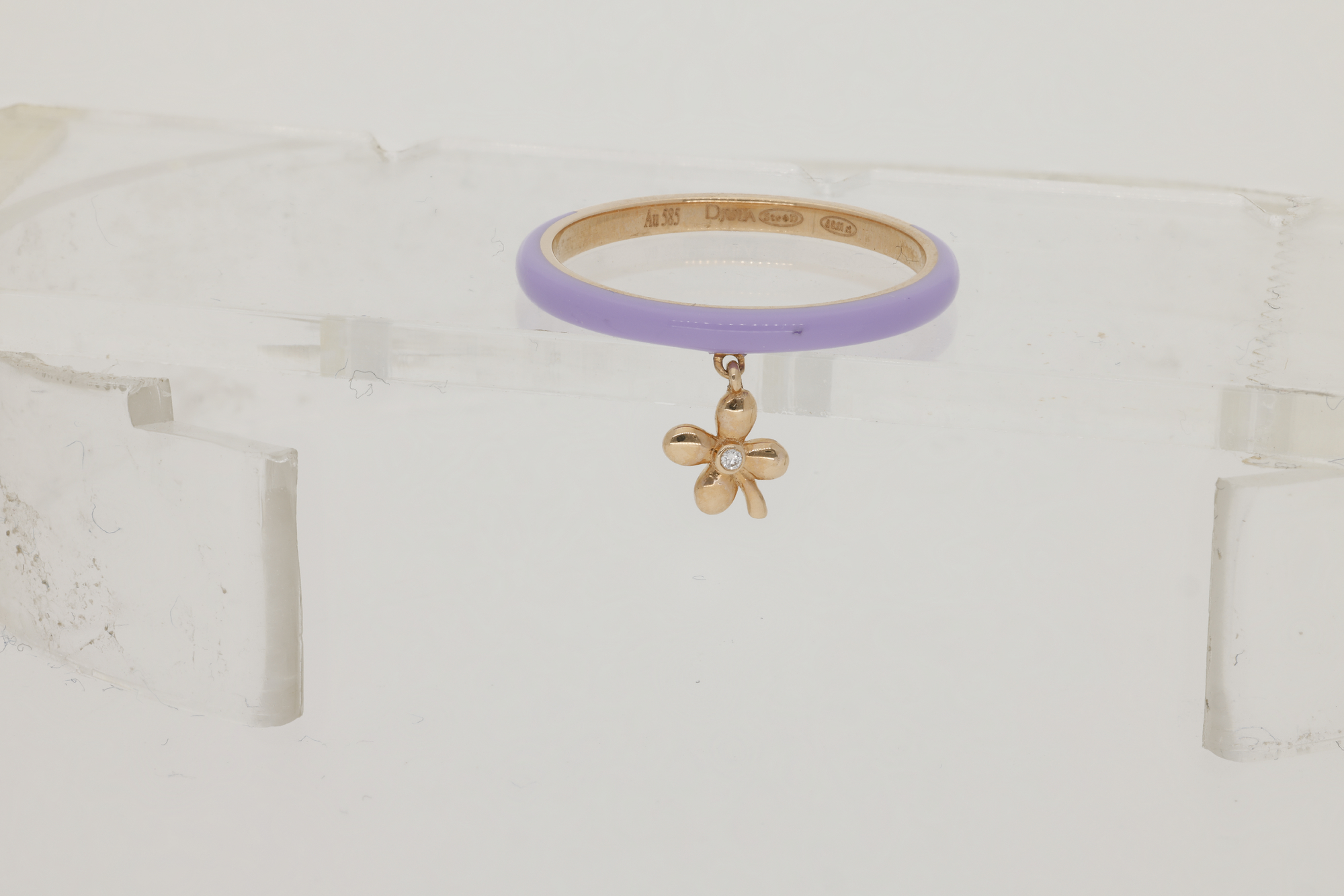 Lilas / Bague Trèfle en Or rose 14K sertie de diamant - Lilas
