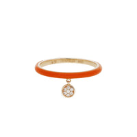 Corail / Bague Cible en Or rose 14K sertie de diamants - Corail