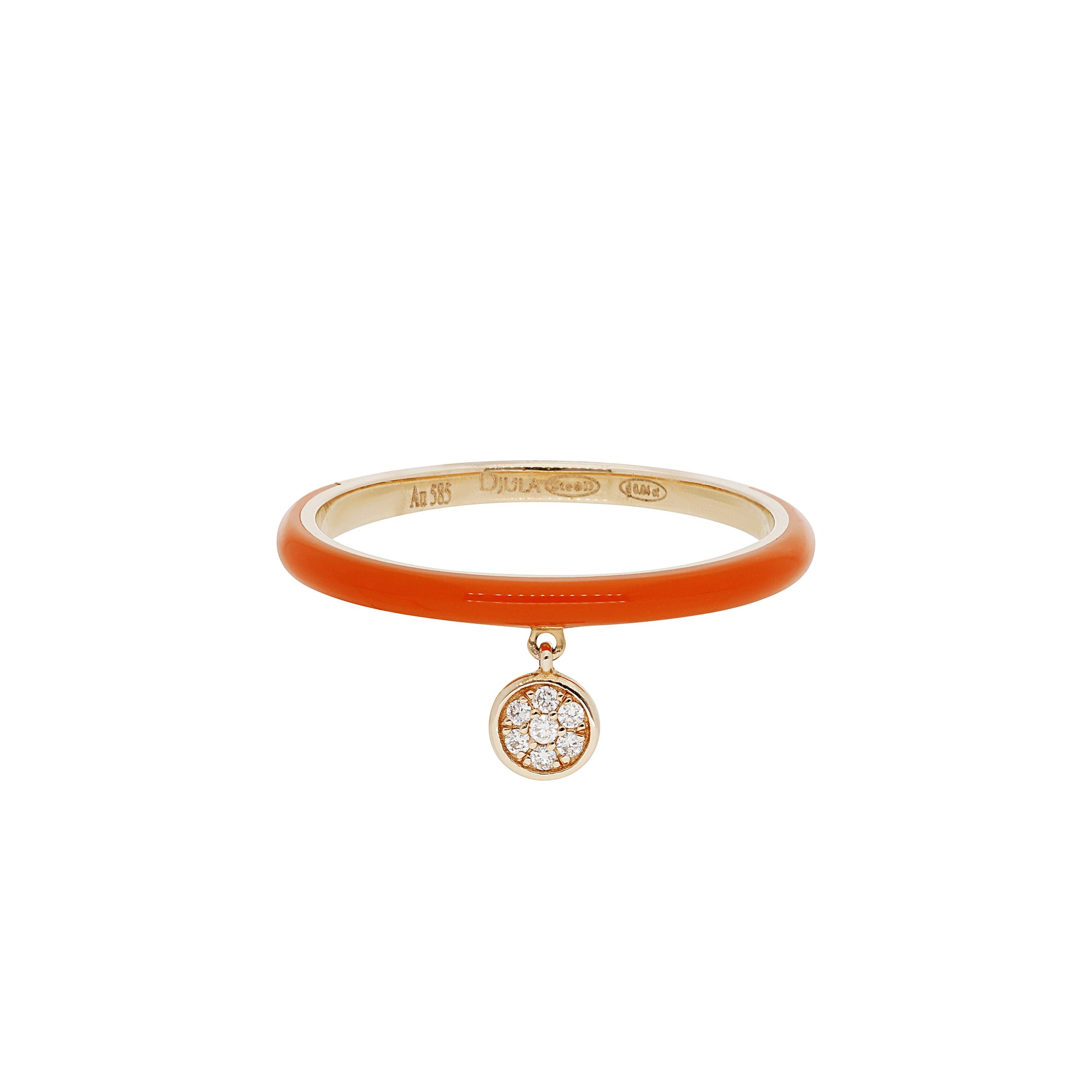 Corail / Bague Cible en Or rose 14K sertie de diamants - Corail
