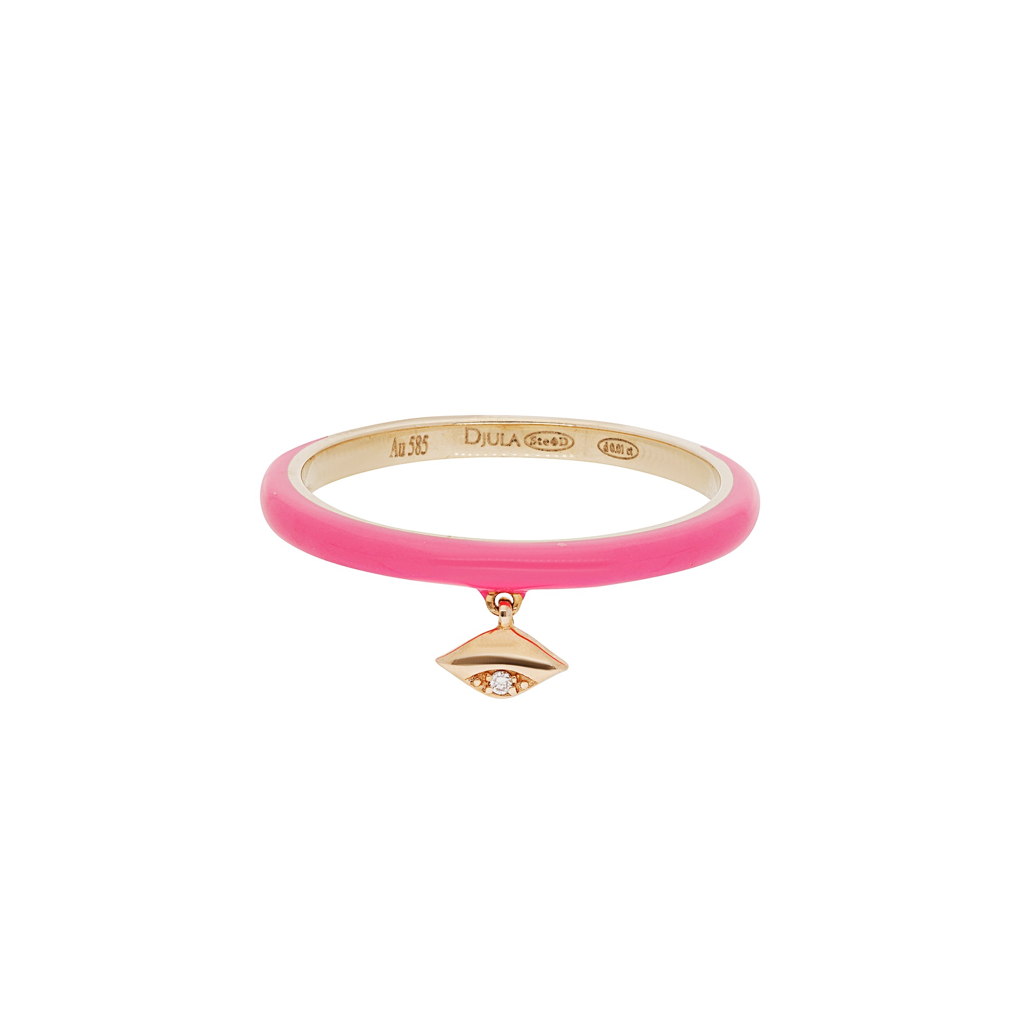 Rose / Bague Œil en Or rose 14K sertie de diamants - Rose