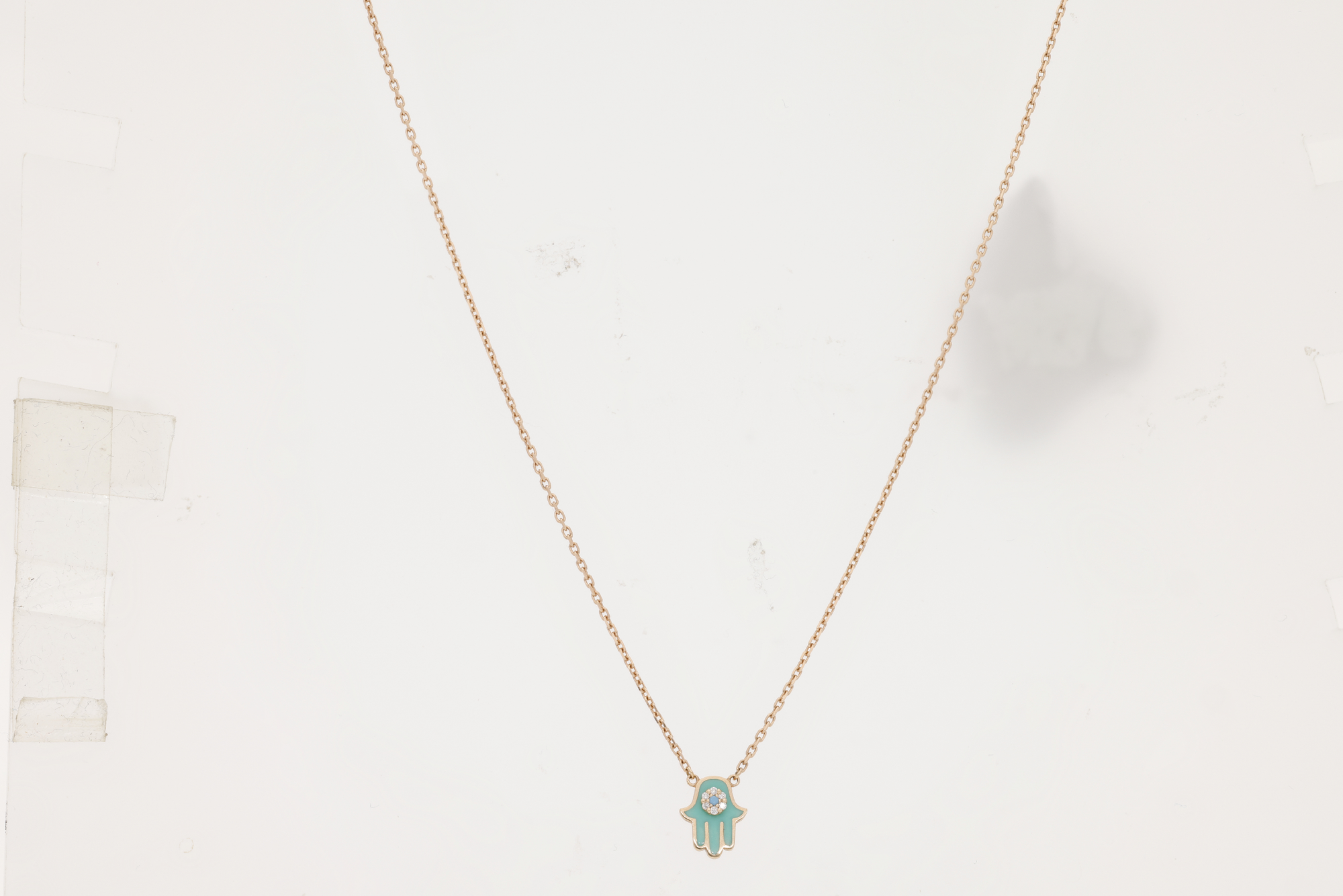Vert / Collier Main en Or rose 14K serti de diamant - Vert
