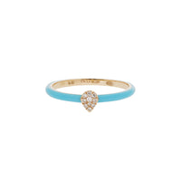 Bleu Turquoise / Bague Poire en Or rose 18K sertie de diamants - Bleu Turquoise
