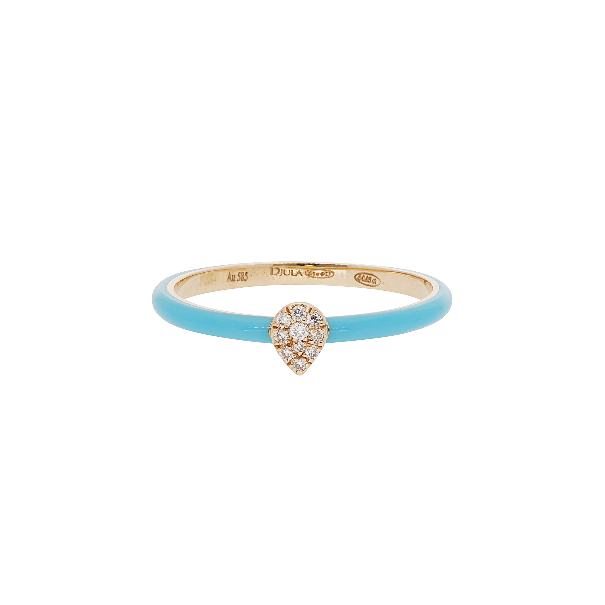 Bleu Turquoise / Bague Poire en Or rose 18K sertie de diamants - Bleu Turquoise