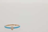 Bleu Turquoise / Bague Poire Art Deco en Or rose 18K sertie de diamants - Bleu Turquoise