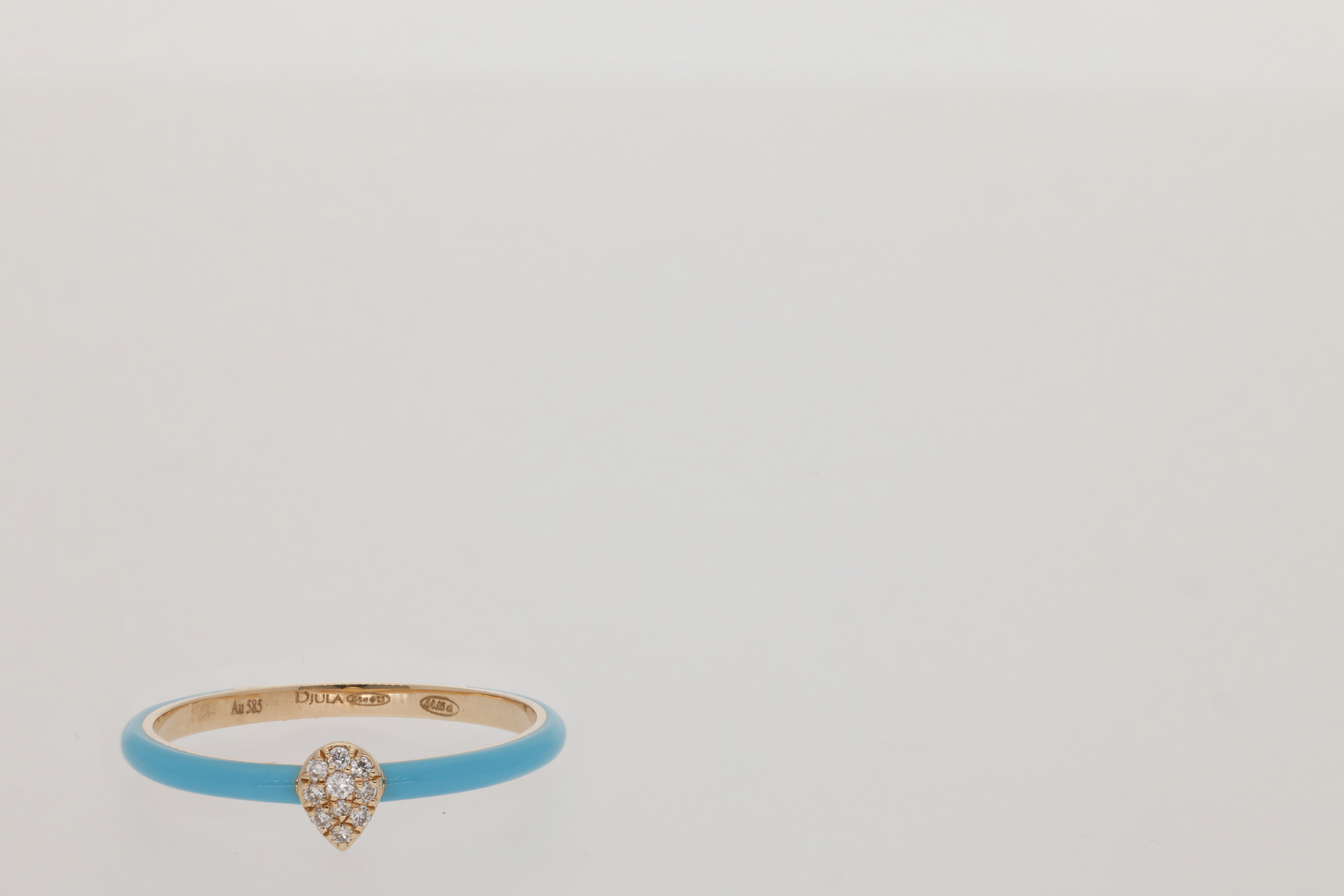Bleu Turquoise / Bague Poire Art Deco en Or rose 18K sertie de diamants - Bleu Turquoise