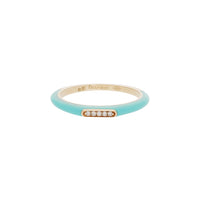 Vert / Bague Jonc en Or rose 14K sertie de diamants - Vert