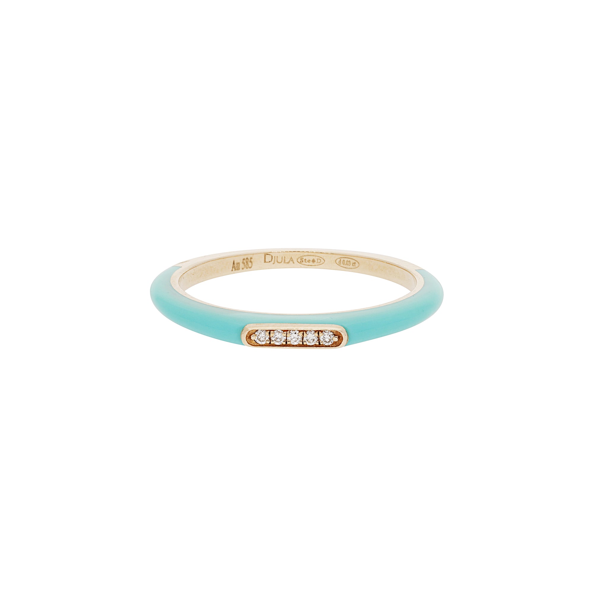 Vert / Bague Jonc en Or rose 14K sertie de diamants - Vert