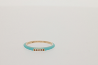 Vert / Bague Jonc en Or rose 14K sertie de diamants - Vert