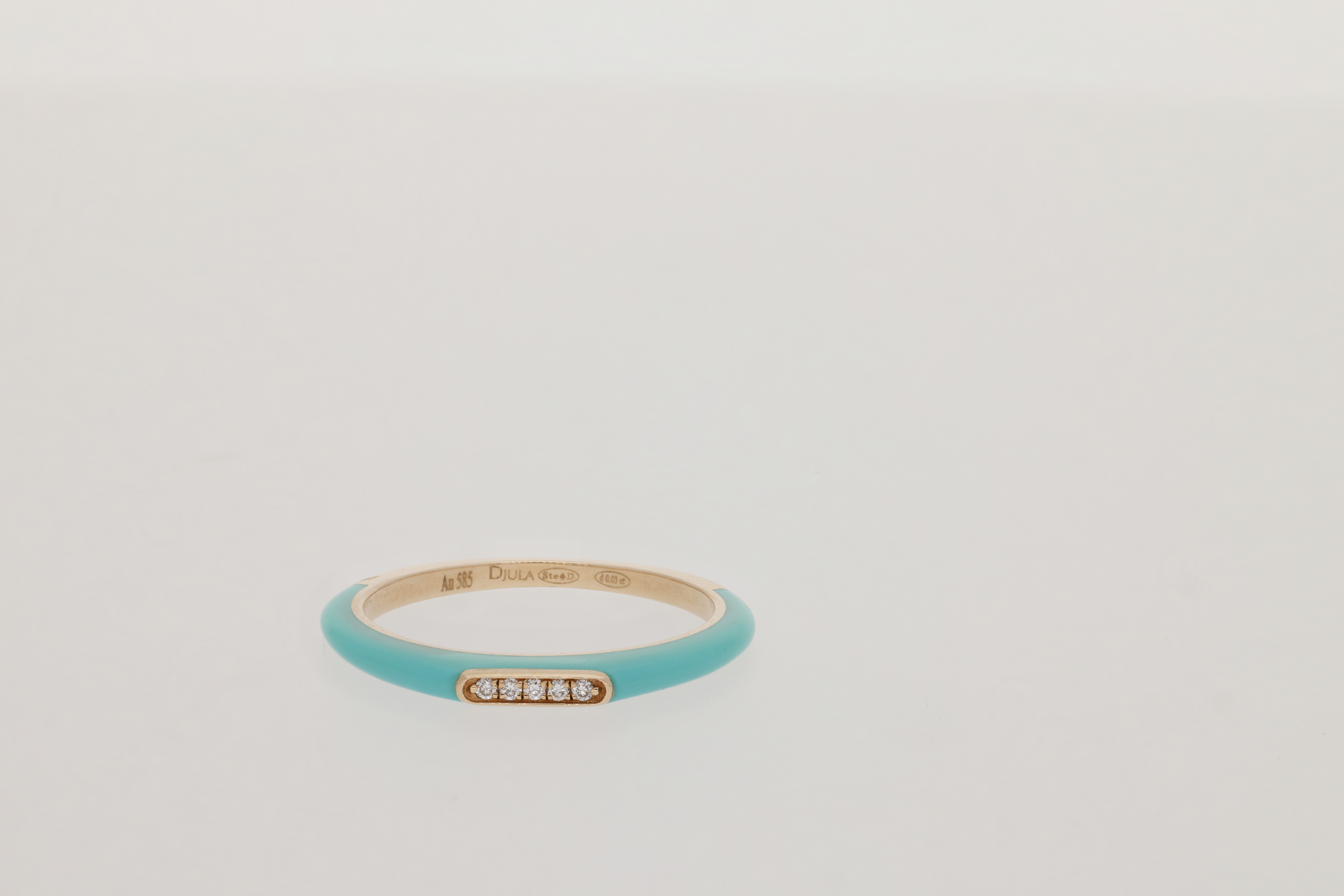 Vert / Bague Jonc en Or rose 14K sertie de diamants - Vert