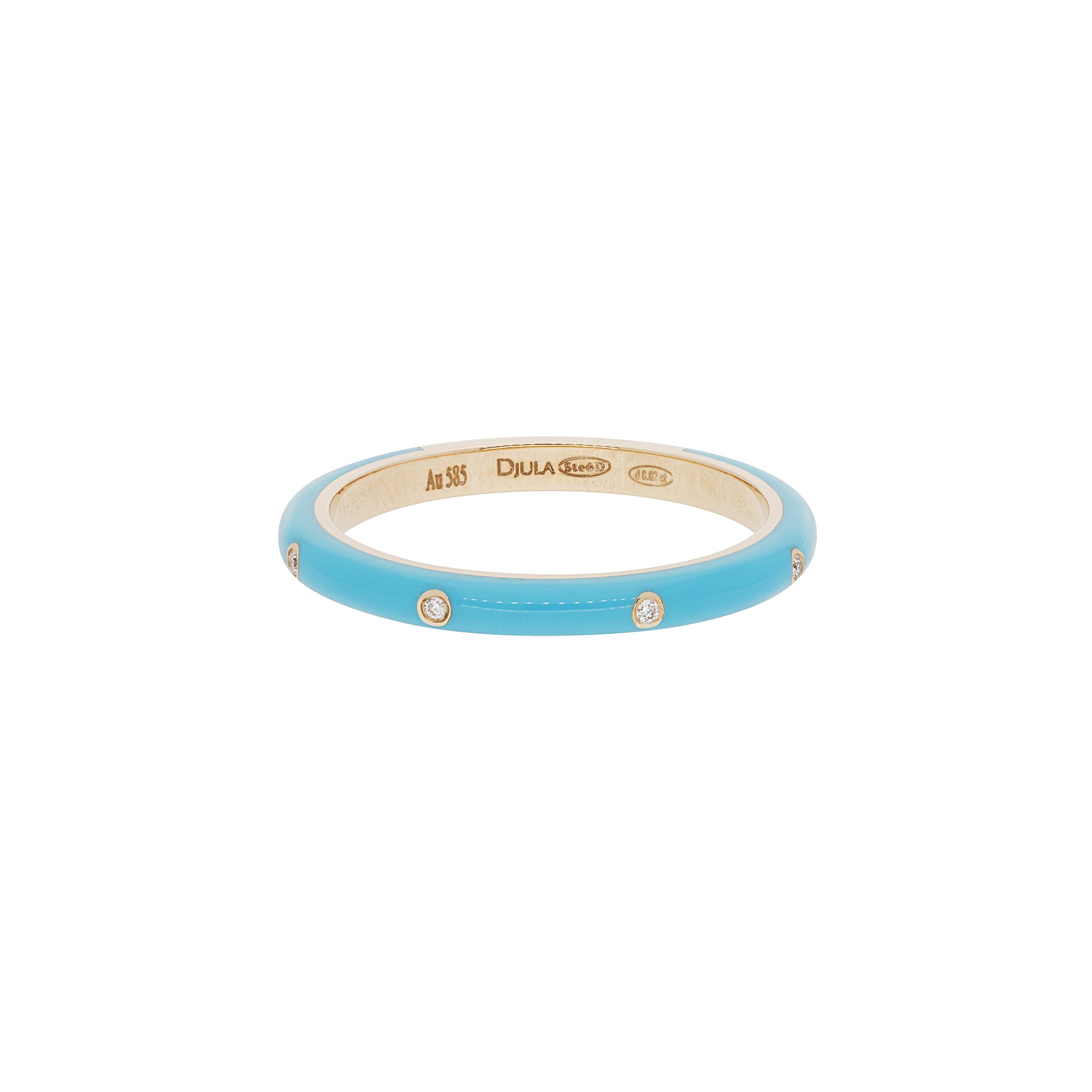 Bleu Turquoise / Bague en Or rose 14K sertie de diamants - Bleu Turquoise