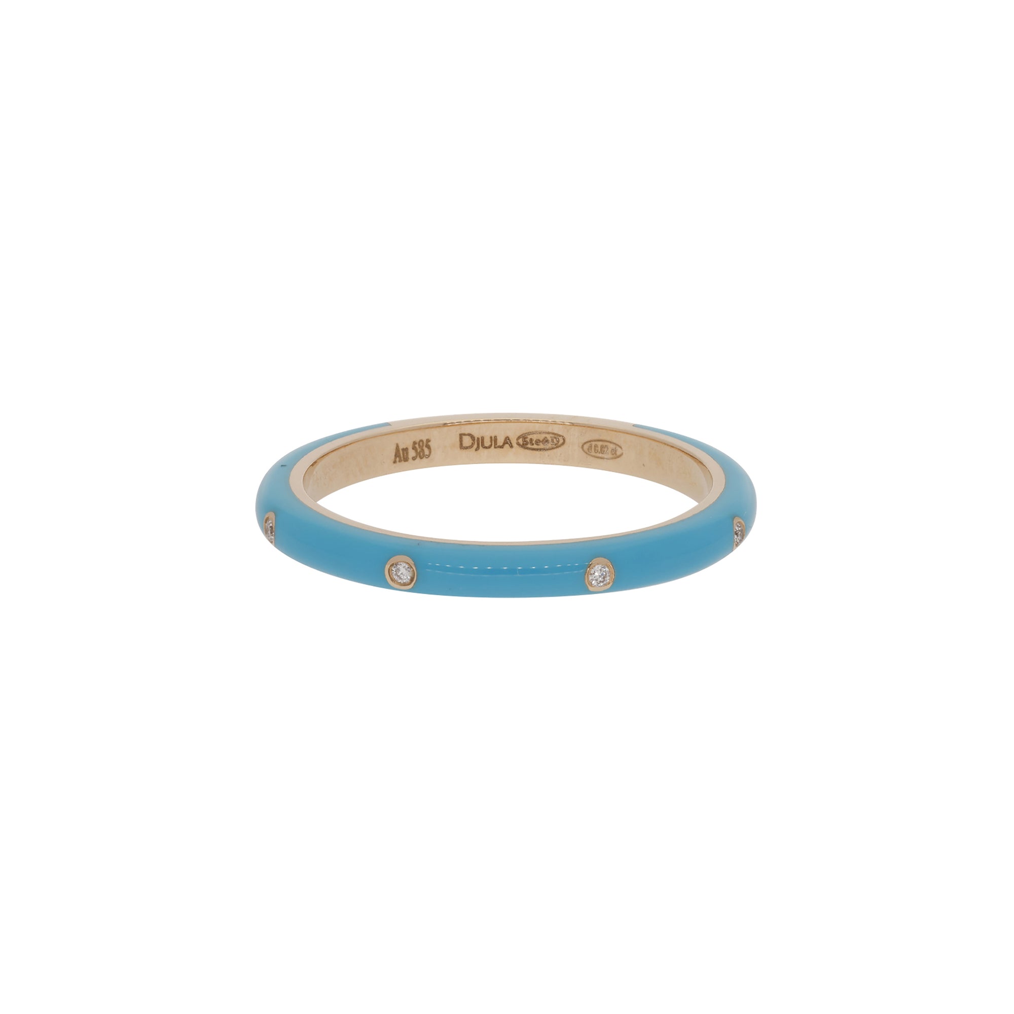 Bague en Or rose 18K sertie de diamants - Bleu Turquoise