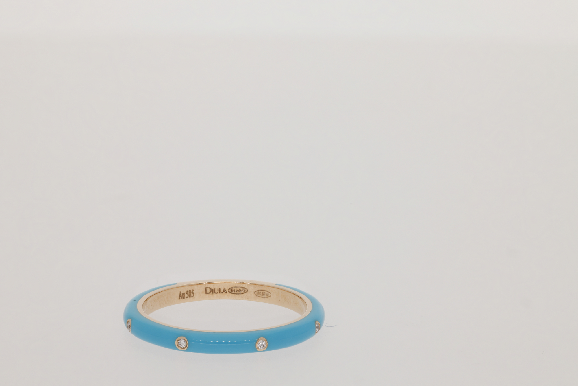Bleu Turquoise / Bague Art Déco en Or rose 18K sertie de diamants - Bleu Turquoise