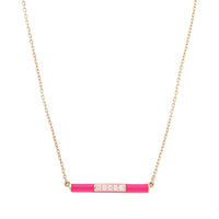 14K pink gold necklace set with diamonds - Pink