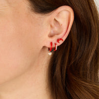 Rouge / Mono boucle Corner en Or rose 14K sertie de diamant - Rouge