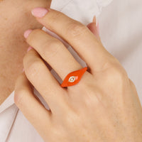 Orange / Bague Œil en Or rose 14K sertie de diamants - Orange