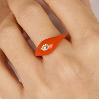 Orange / Bague Œil en Or rose 14K sertie de diamants - Orange