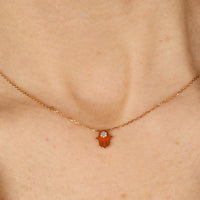 Corail / Collier Main en Or rose 14K serti de diamant - Corail