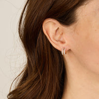 Blanche / Mono boucle Créole Double en Or rose 18K sertie de diamants - Blanche