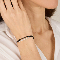 Noir / Bracelet Cordon Rectangle en Or blanc 14K serti de diamants - Noir