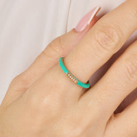 Vert / Bague Jonc en Or rose 14K sertie de diamants - Vert