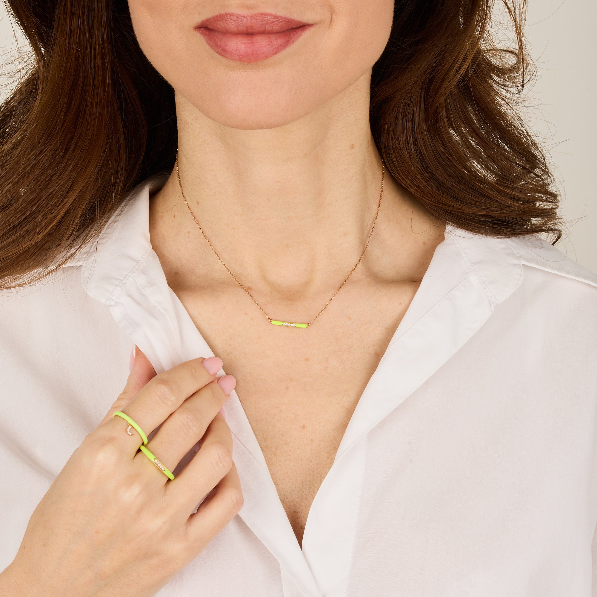 Jaune / Bague Jonc en Or rose 14K sertie de diamants - Jaune