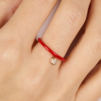 Rouge / Bague Cœur en Or rose 14K sertie de diamants - Rouge